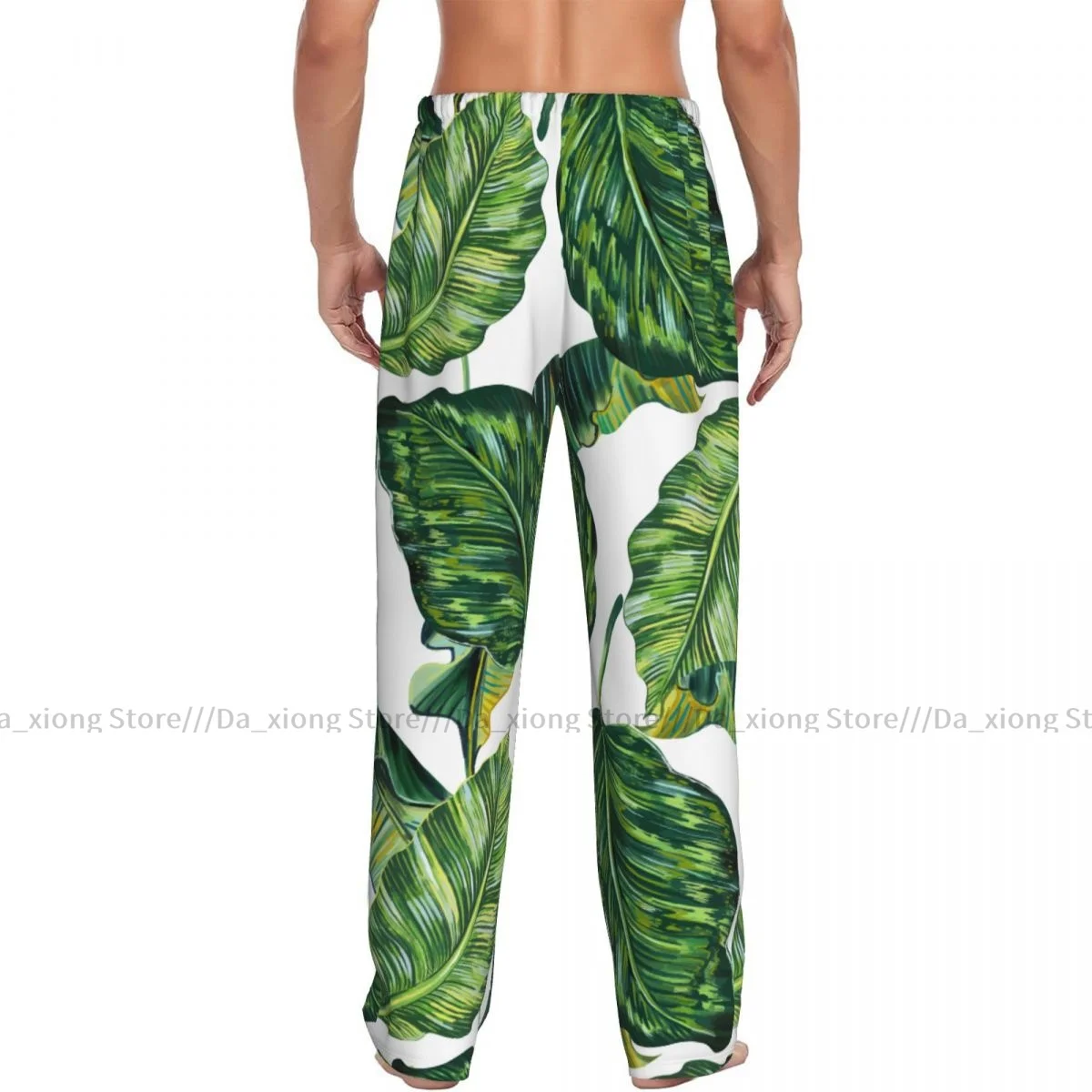 Heren Casual Pyjama Slaapbroek Tropische Bladeren Jungle Leaf Lounge Losse Broek Comfortabele Nachtkleding