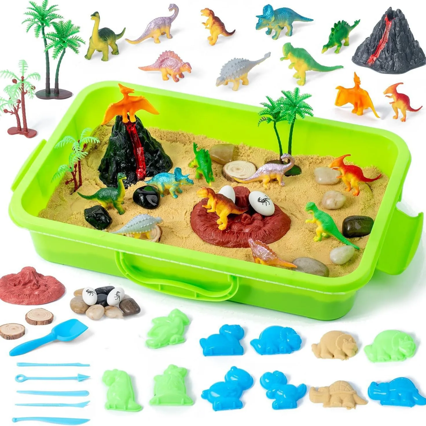 Sensory Play Sand Kit Indoor Sand Tray DIY Space Sand with Assorted Molds Educational Creative Toy