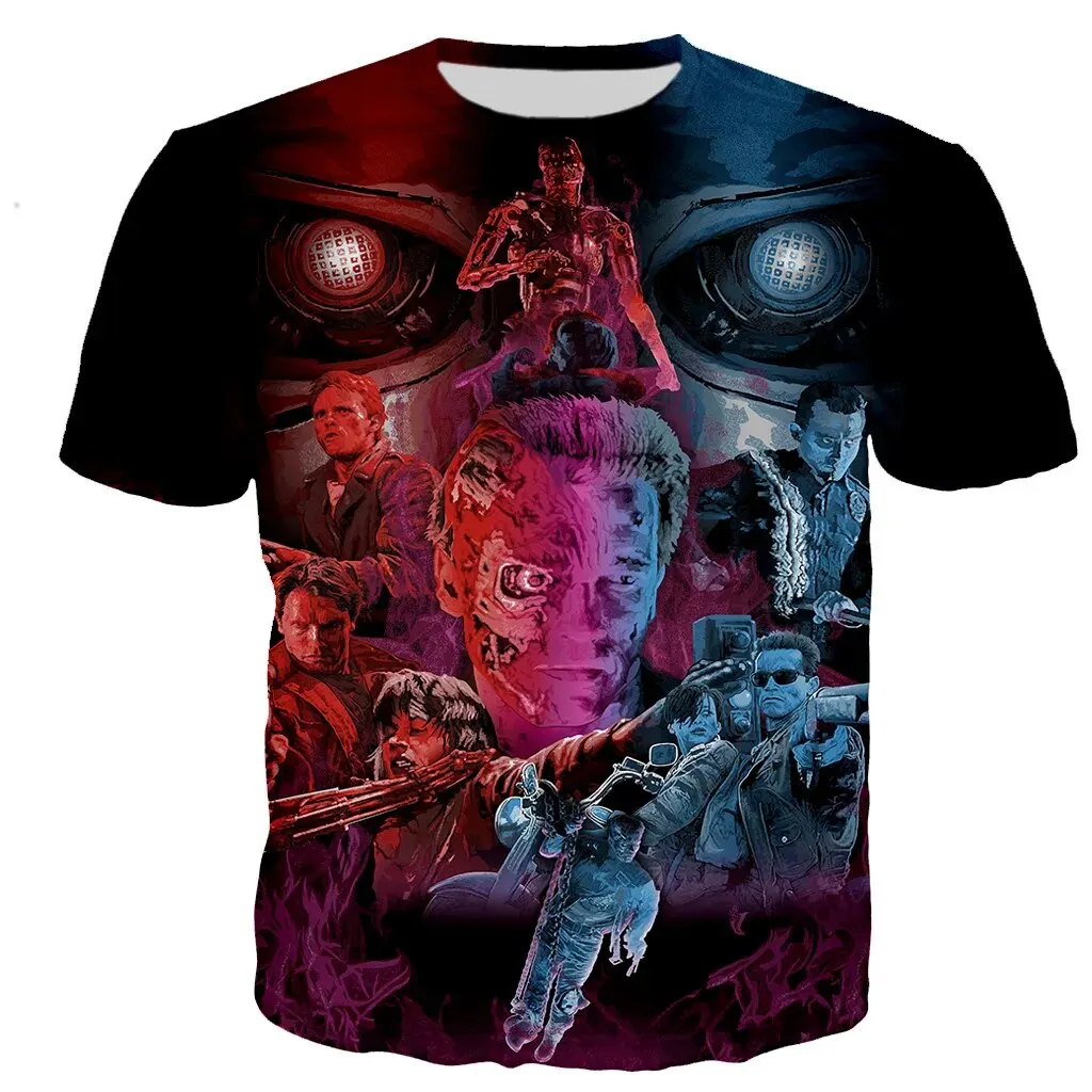 Movie Terminator 3D Print T-Shirts Streetwear Men Women Fashion Oversized Short Sleeve T Shirt O-Neck Kids Tees Tops Clothing