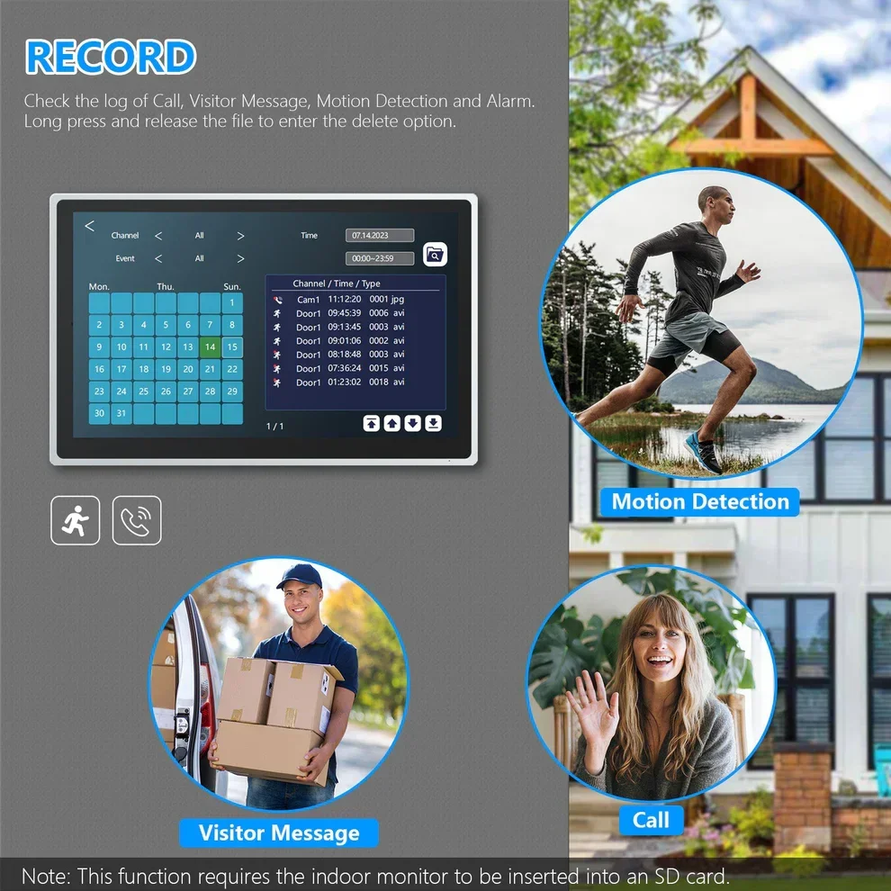 Anjielo Tuya iDVR 1080P Smart Home Doorbell Large 15.6 Inch Video Intercom Control System WiFi Video 4 Split Screen IP Doorbell