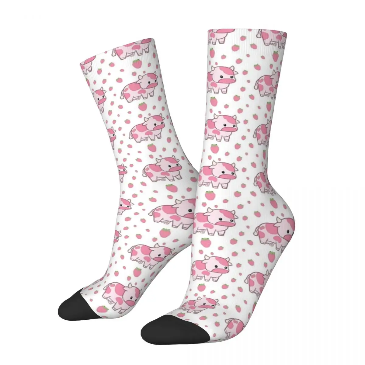 

Strawberry Cow Pack Socks Harajuku High Quality Stockings All Season Long Socks Accessories for Man's Woman's Birthday Present