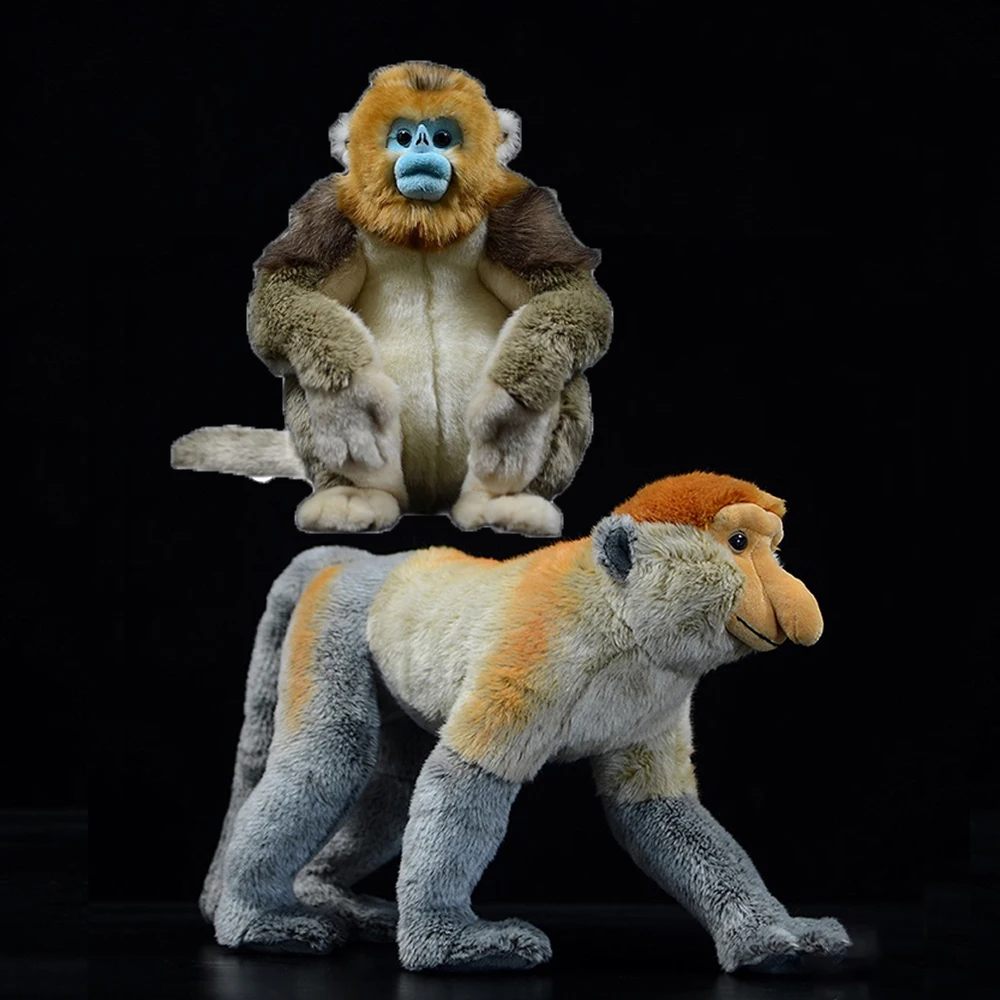 New Simulation Nasalis larvatus Golden Snub-nosed Monkey Dolls Soft Real Life Animals Stuffed Plush Toys Model Adult Gifts