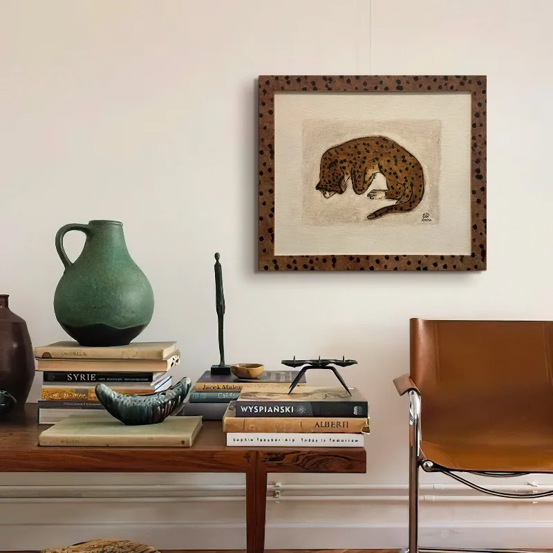 Modern Oriental Leopard Wealth Wall Painting Aesthetic Decorative Painting Living Room Home Decor Study Office Calligraphy Arts