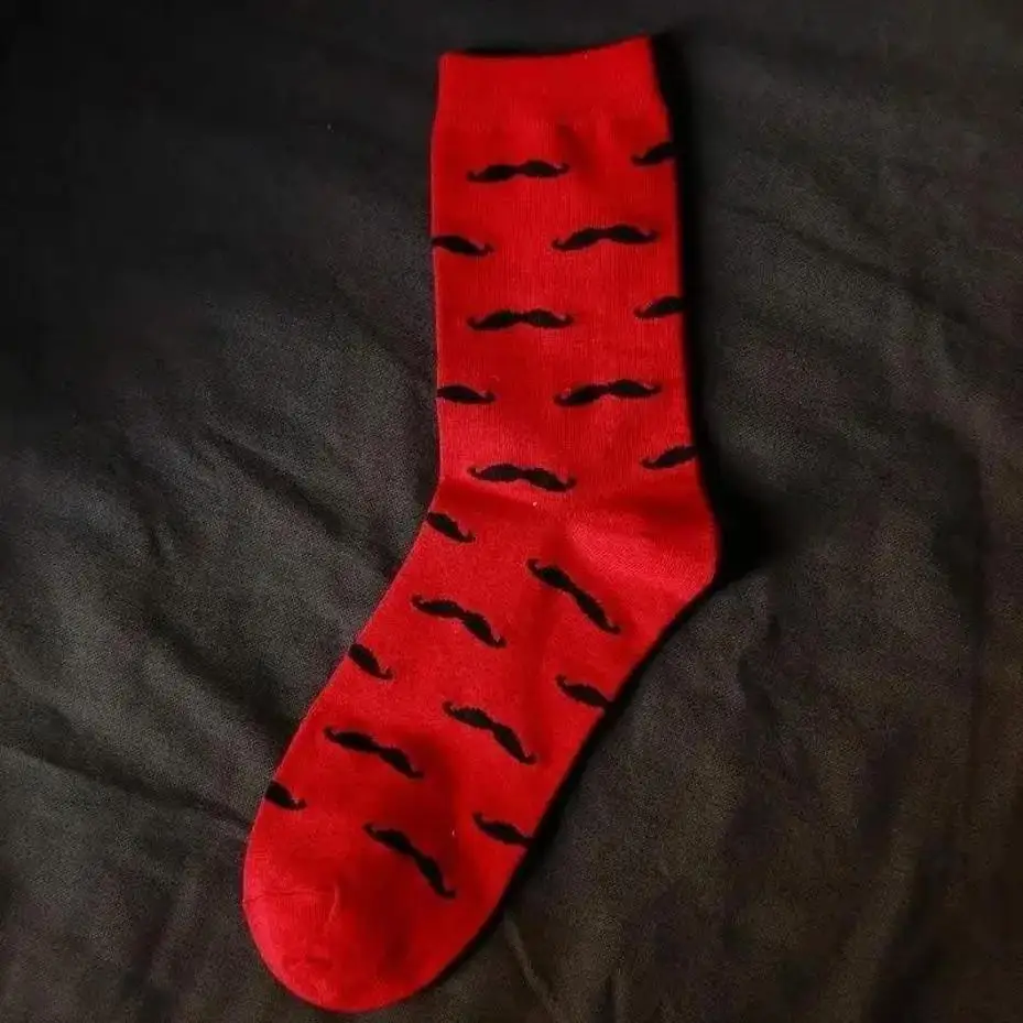 2026 New Winter Warm Pure Cotton Men Socks Cartoon Mustache Design Casual Socks For Men Autumn Fashion Wear Accessories