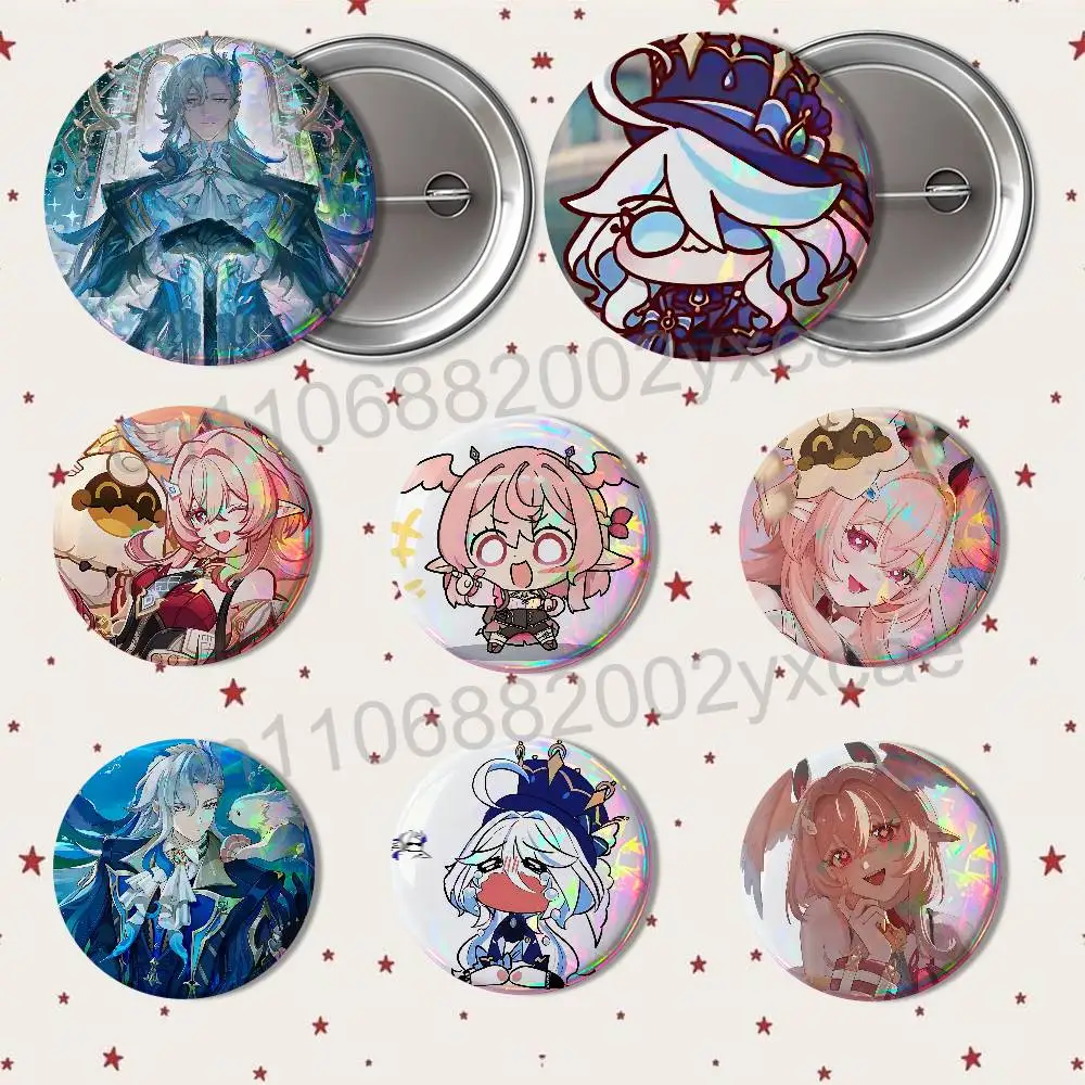 Furina Linnea Neuvillette Genshin Impact Round Exquisite Badge Brooches Creative Pins For Clothes Hat Backpack Gift Accessories