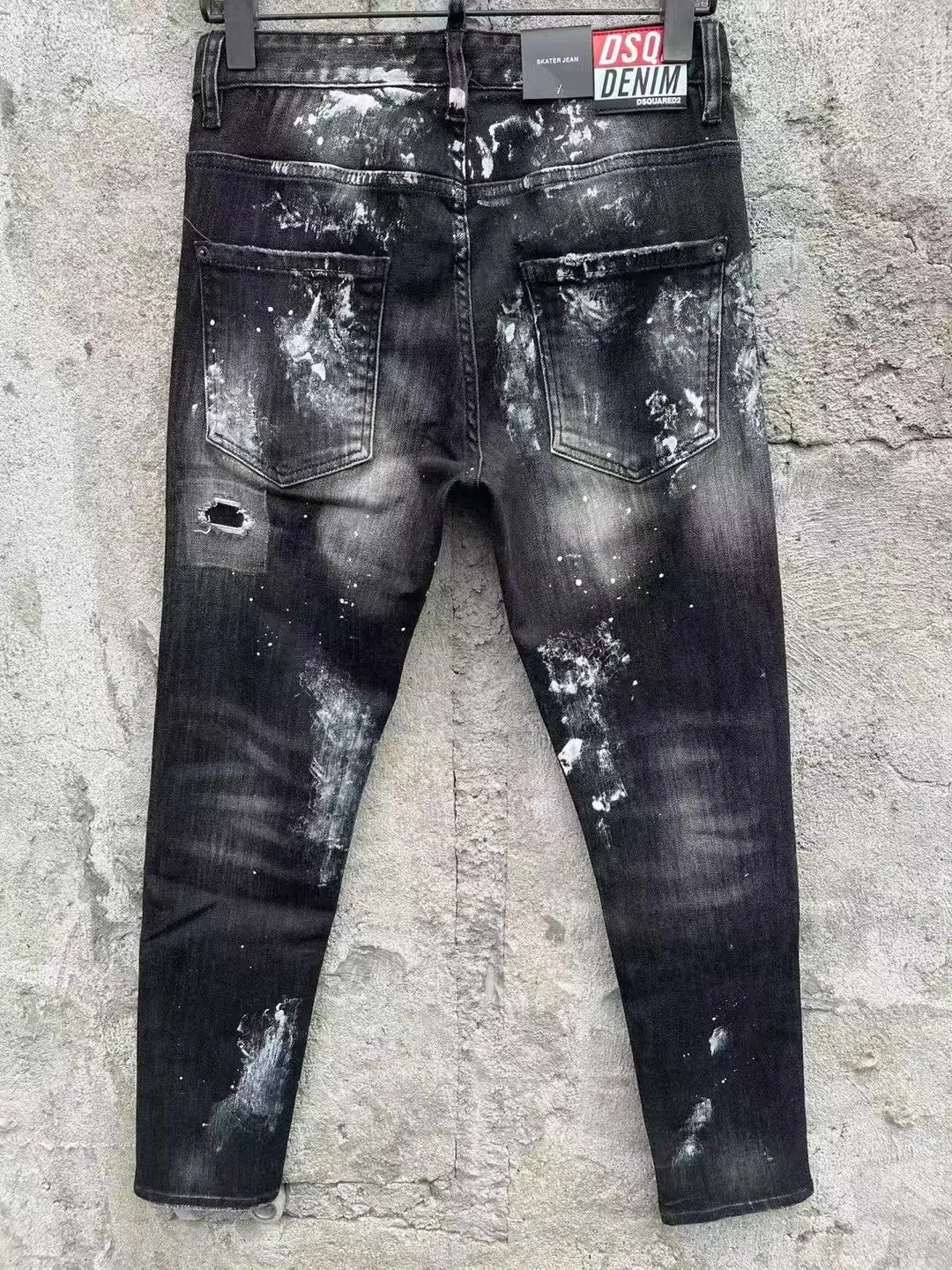 

Slim Fit Men's Denim Jeans Deep ey Waed Fake Hole Long Pants Versatile Trendy Sle DSQ2 Jeans Youthful Casual Breathable