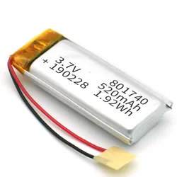 2/5/10/20 Pcs 3.7V 520mAh 801740 bateria litowo-jonowa 2.0mm złącze JST