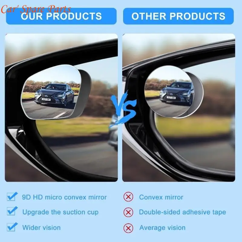 

Y4UA Blind Spots Стеклянное стеклянное стеклянное выпукление 360 боковой задний вид заднего вида стекло для автомобиля грузовика