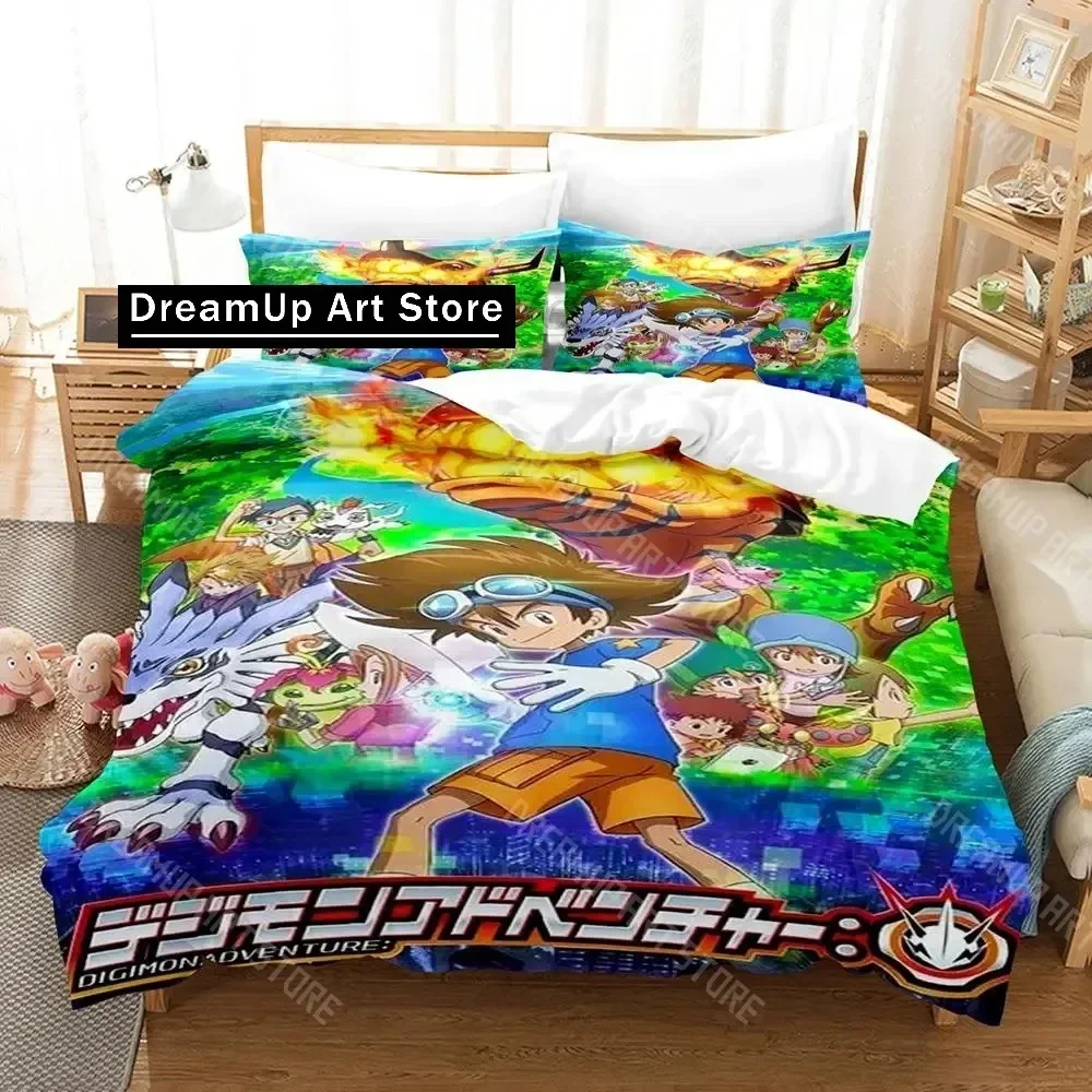 Exquisite 3D Print Digimon Adventure Bedding Set Single Twin Full Queen King Size Bed Set Aldult Kid Bedroom Duvetcover Sets