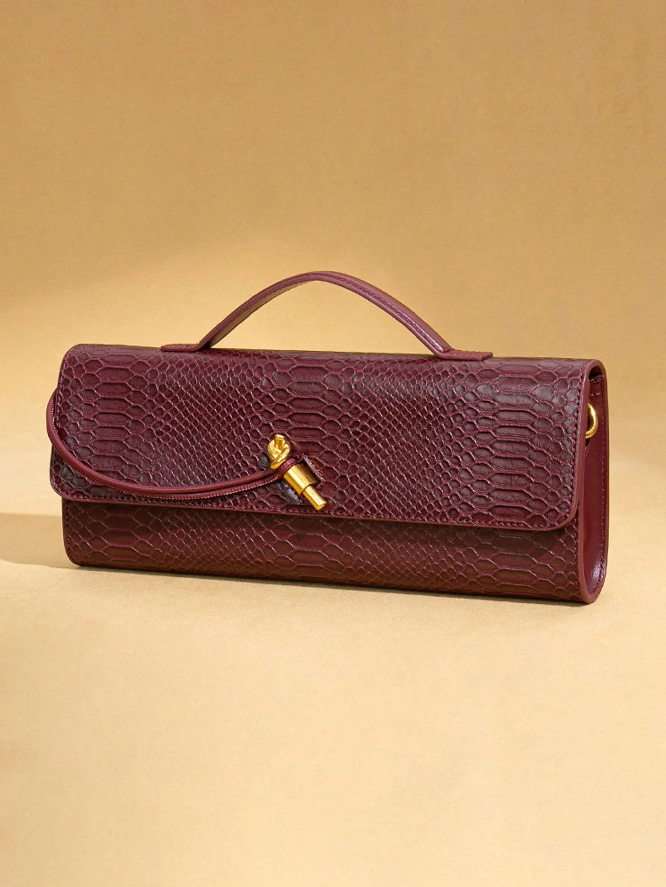 

Burgundy Bag Wine Red Envelope Upscale Handbag Fashion Crocodile Flip Handbag Messenger Bag Retro Square Shoulder Bag Purse