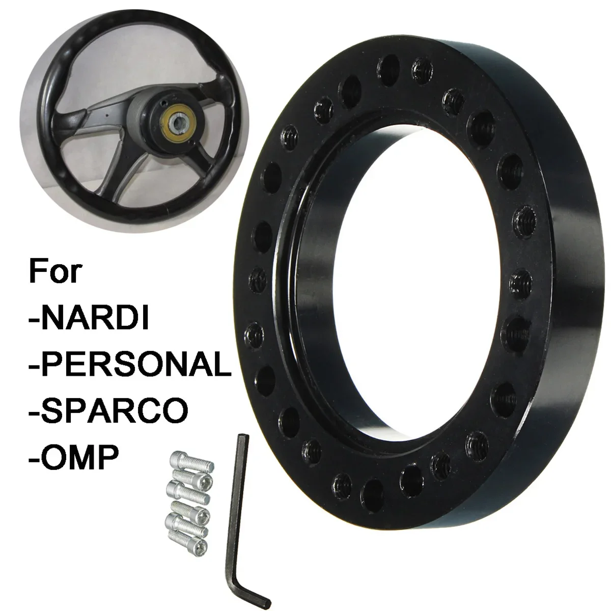 New Black Steel Ring Wheel Hub Adapter Spacer Kit For NARDI for PERSONAL