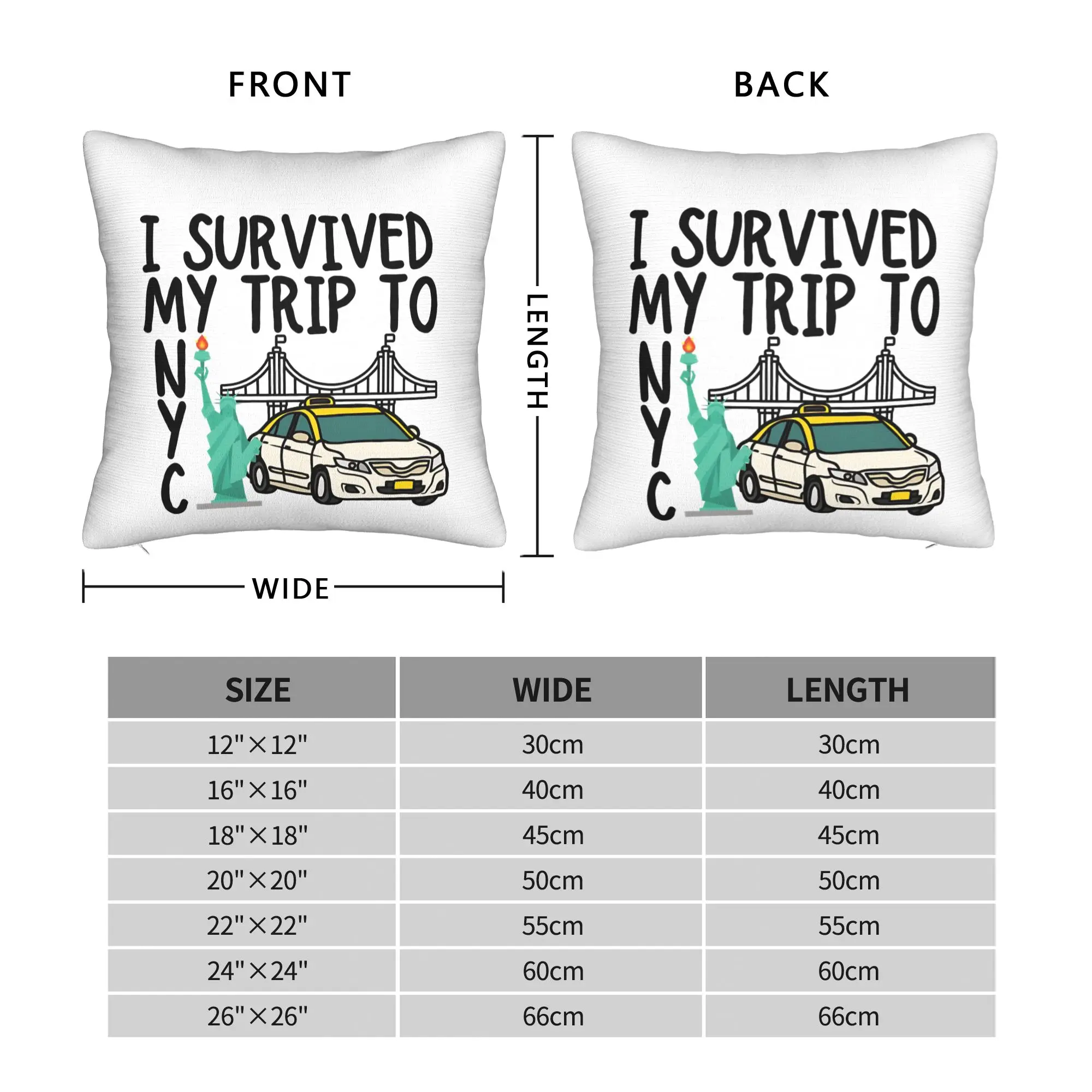I Survived My Trip To NYC  New York Square Pillow Cases  Cushion Covers Awesome Zippered Decorative Pillowcase for Home 40x40cm