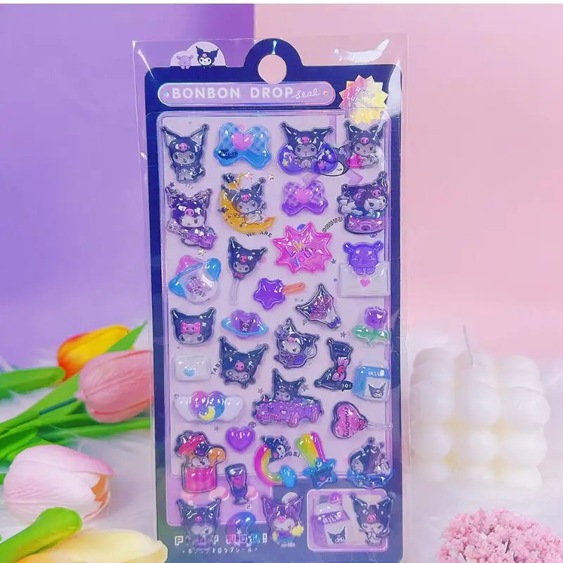 

Sanrio My Melody Kuromi 3D рельефные светящиеся наклейки любовь мультфильм девушка чехол для телефона ручная книга подарок на день рождения украшение