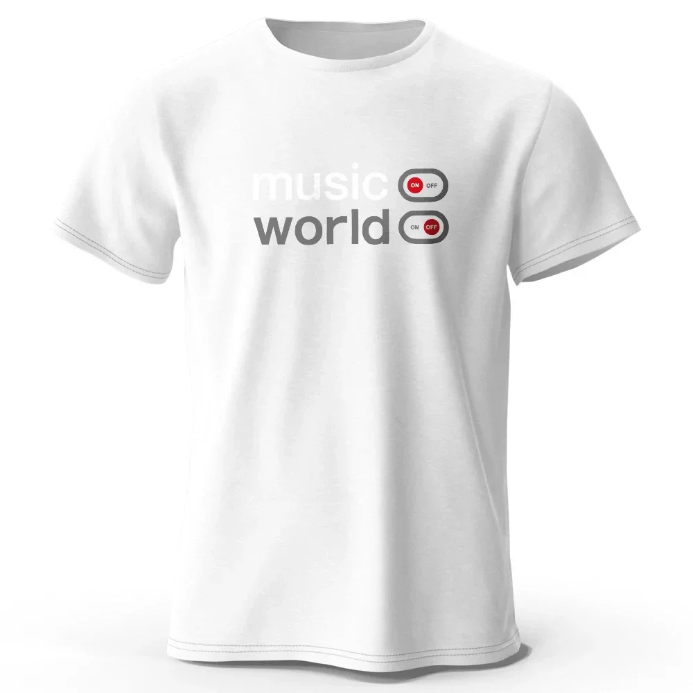 Men's Music Worlldd Printed T-Shirt 100% Cotton Oversized Classic Funny Graphic Tees for Men Women Summer Tops 42310