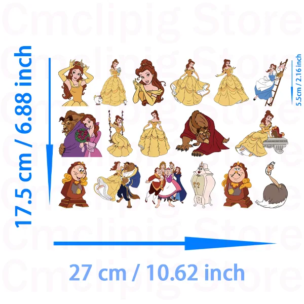 Small size Cartoon Beauty and the Beast Clothing thermoadhesive patches DIY Sewing for children vinyl stickers iron on transfer