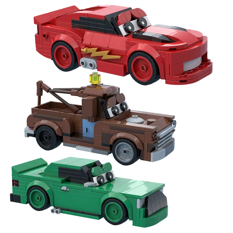 City Speed Technical Movie Auto Anime Figures Red Race Car and Megan Tow Truck Kimberley Green Vehicle Sets Building Blocks Toys