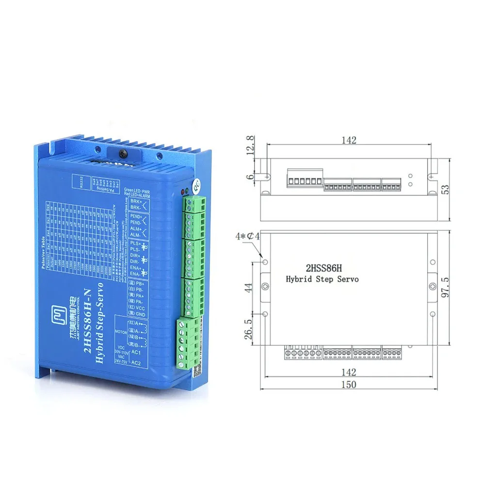 JMC 2Phase 24-75VAC 30-110VDC محرك سيرفو بحلقة مغلقة 2HSS86H لآلة الحفر باستخدام الحاسب الآلي لمحرك NEMA34 #6