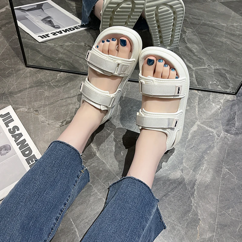 Platform sandals for women Summer 2024 new casual all-match couple Velcro wearing sandals sports beach shoes for men