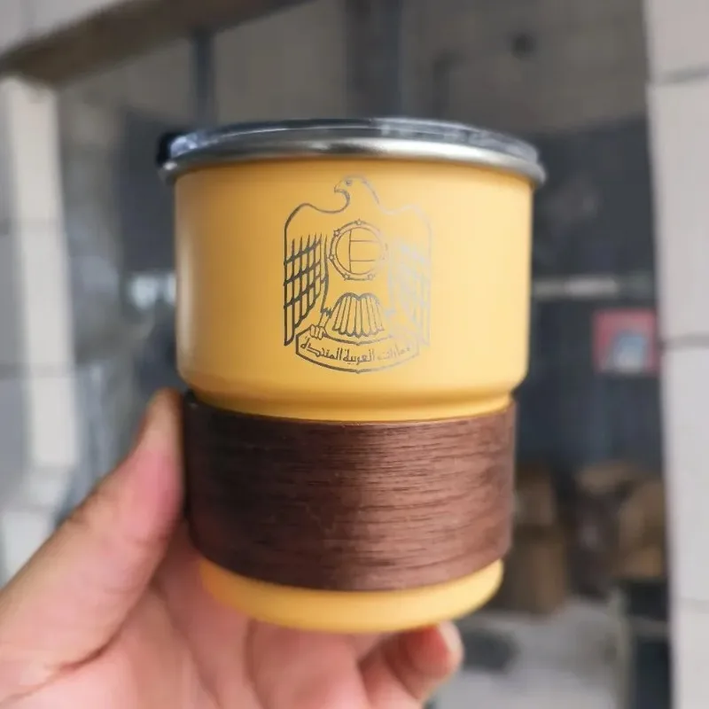The United Arab Emirates Logo Stainless Steel Cup Mug with Wood Lid 300ml Outdoor Camping Coffee Mug Wholesale gift cups - view 5