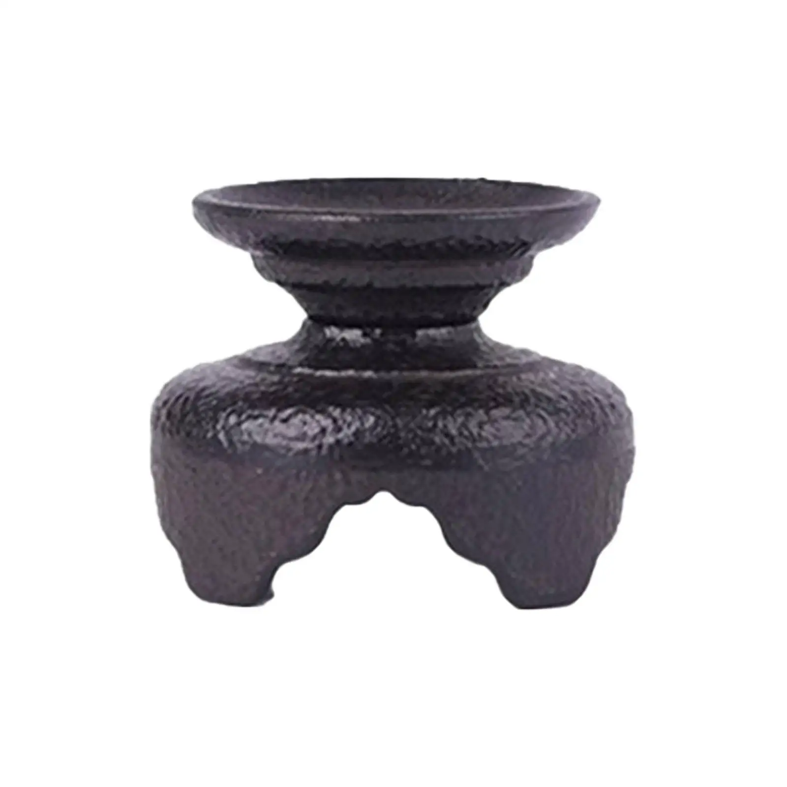 Cast Iron Tealight Holder Vintage Tripod Lotus Motif Decorative Candle Stand for Tea Ceremony and Living Space