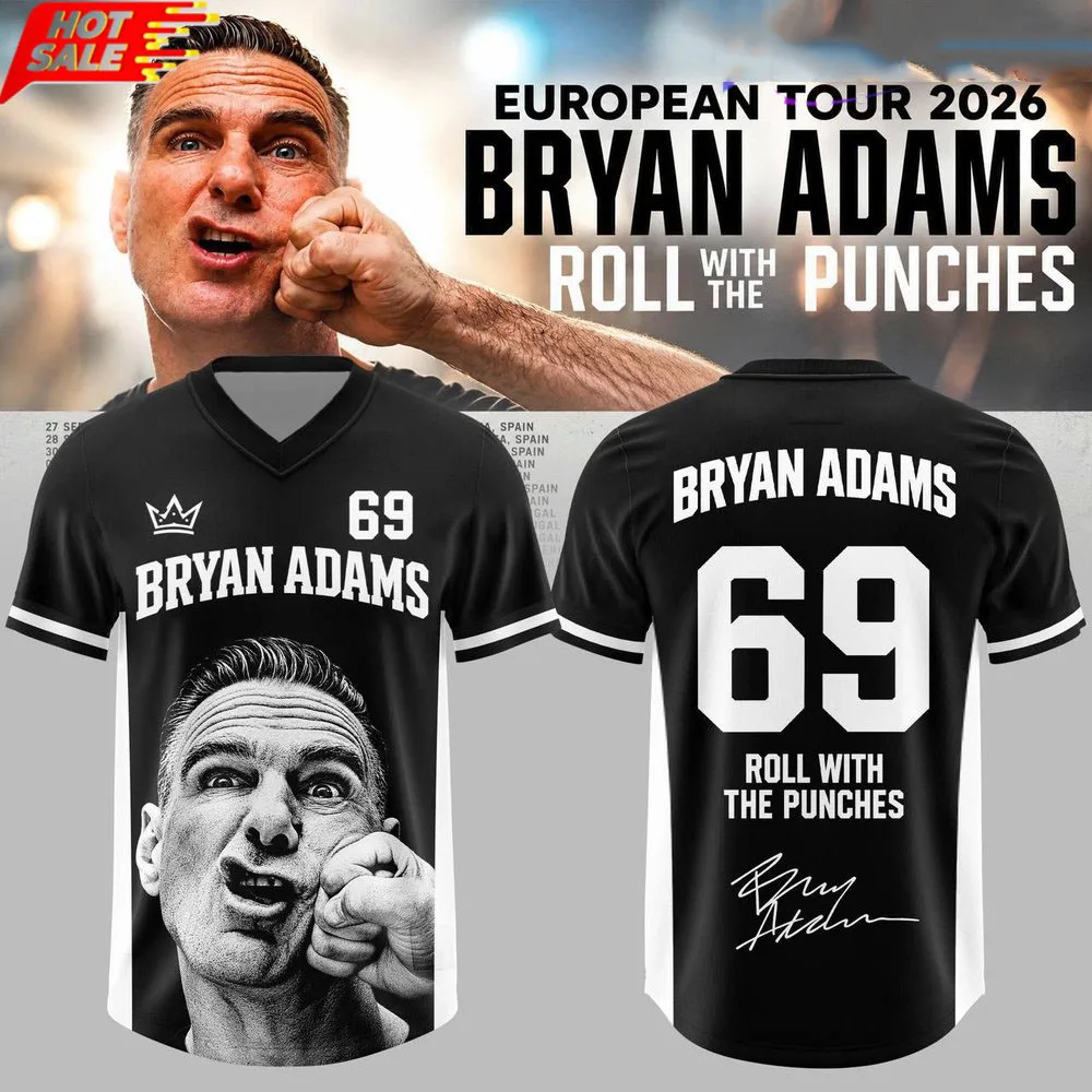 Bryan Adams Roll with The Punches Football Jersey V-neck Short Sleeve Summer T-shirt Women Men Clothing Full 3D Print Merch Tees