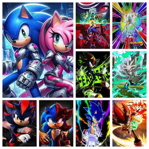 Diamond Painting Kit Cartoon Fantasy S-Sonic-The-Hedgehog-g 5D DIY Cross Stitch Handmade Art Gift Crafts Decor Children Gift