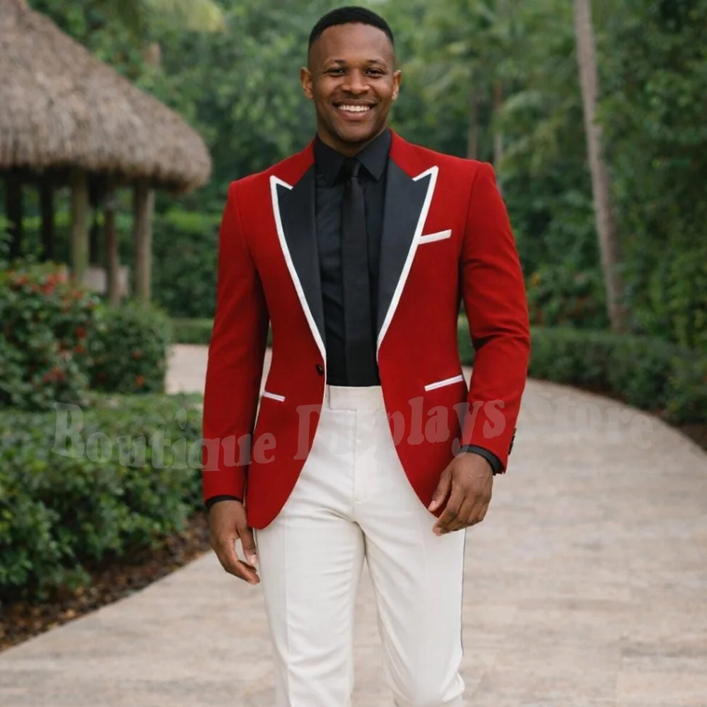 

New Design Men's Suit Two Pieces(Jacket+Pants) Luxury Outfit Peaked Lapel Single Button Business Casual Formal Wedding Set