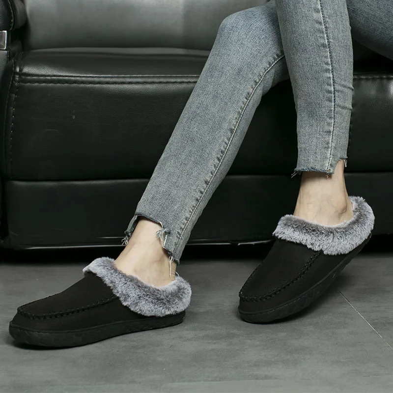 Winter Slippers Men Warm Shoes Fur Slippers Men House Couples Fluffy Slides Plush Slipper Bedroom Non-Slip Ladies Cotton Shoes