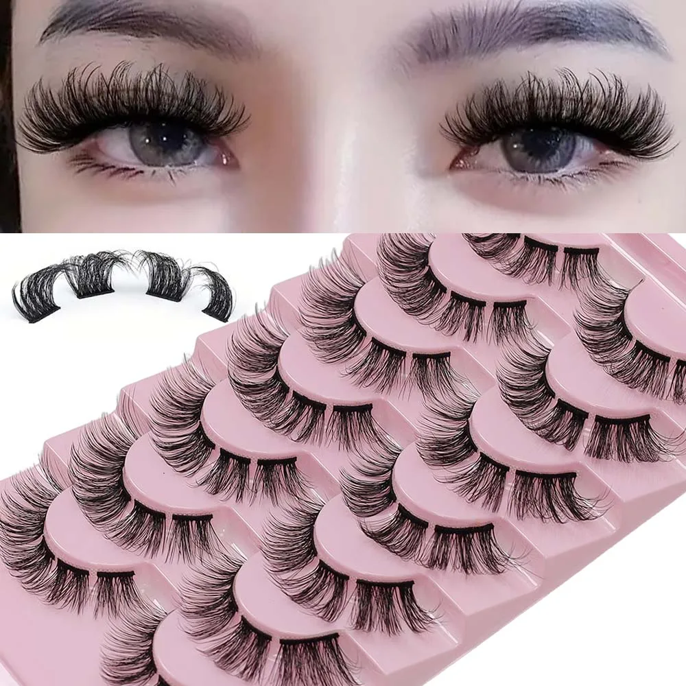 7-Pair Russian Curl False Eyelashes 3D Thick Simulation Segmented Explosive Curl Enhance Eye Volume