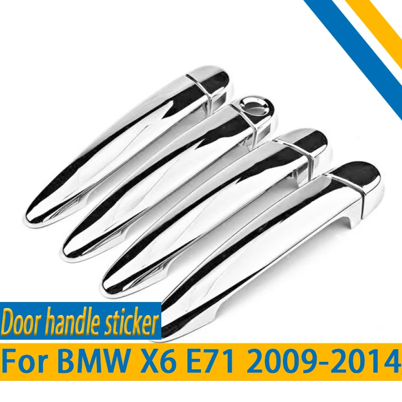 Glossy Black Chrome Car Door Handle Cover Trim Sticker Styling Auto Accessories For BMW X6 E71 2009-2014 FUNDUOO