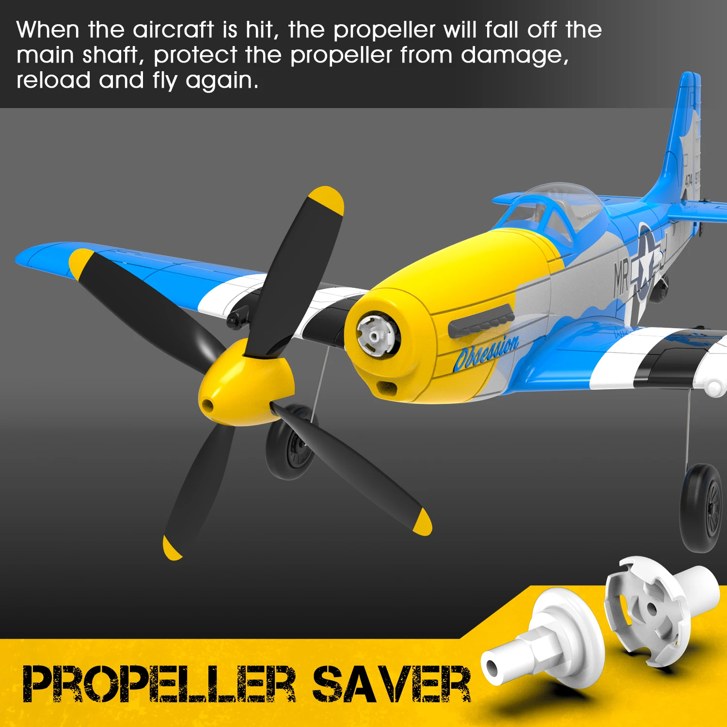 Volantexrc 4-CH RTF RC Plane, P-51D Mustang RC Airplane, One-Key Aerobatic, 6-Axis Gyro, Suitable for Outdoors and Gifts