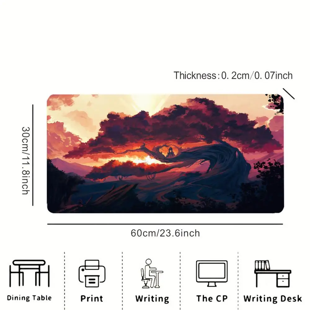 Large Gaming Mouse Pad, Magnificent Giant Tree Pattern, Rubber Non-slip Table Pad, Stitched Edges, Perfect for Office and Gamers