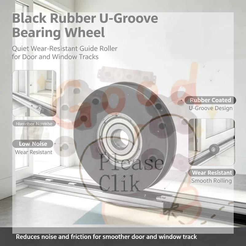 【HG】1Pcs U Groove Bearing Pulley Rubber Coated Guide Roller 5*30*6mm Wear Resistant For Door Window Mechanical Equipment