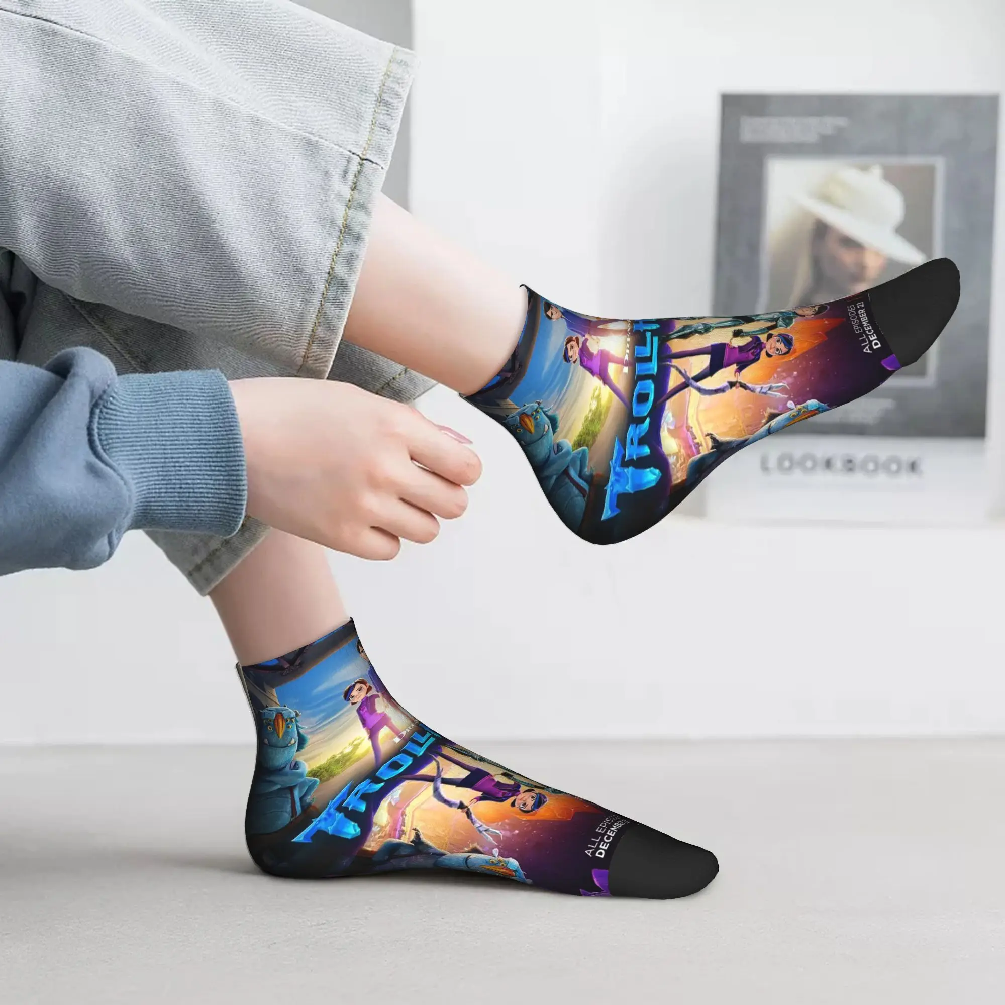 All Seasons Cartoon TrollHunters Socks Harajuku High Quality Crew Socks Hip Hop Stockings for Men Women Christmas Gifts