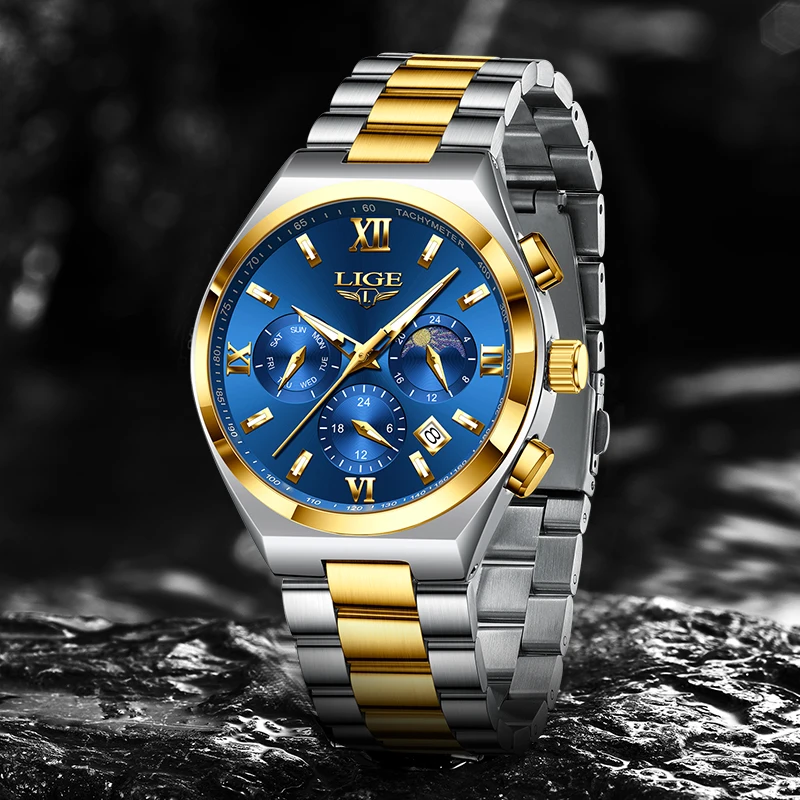2025 LIGE Top Brand Luxury Mens Watch Business Casual Quartz Wristwatches Waterproof Luminous Date Watches For Men Reloj Hombre