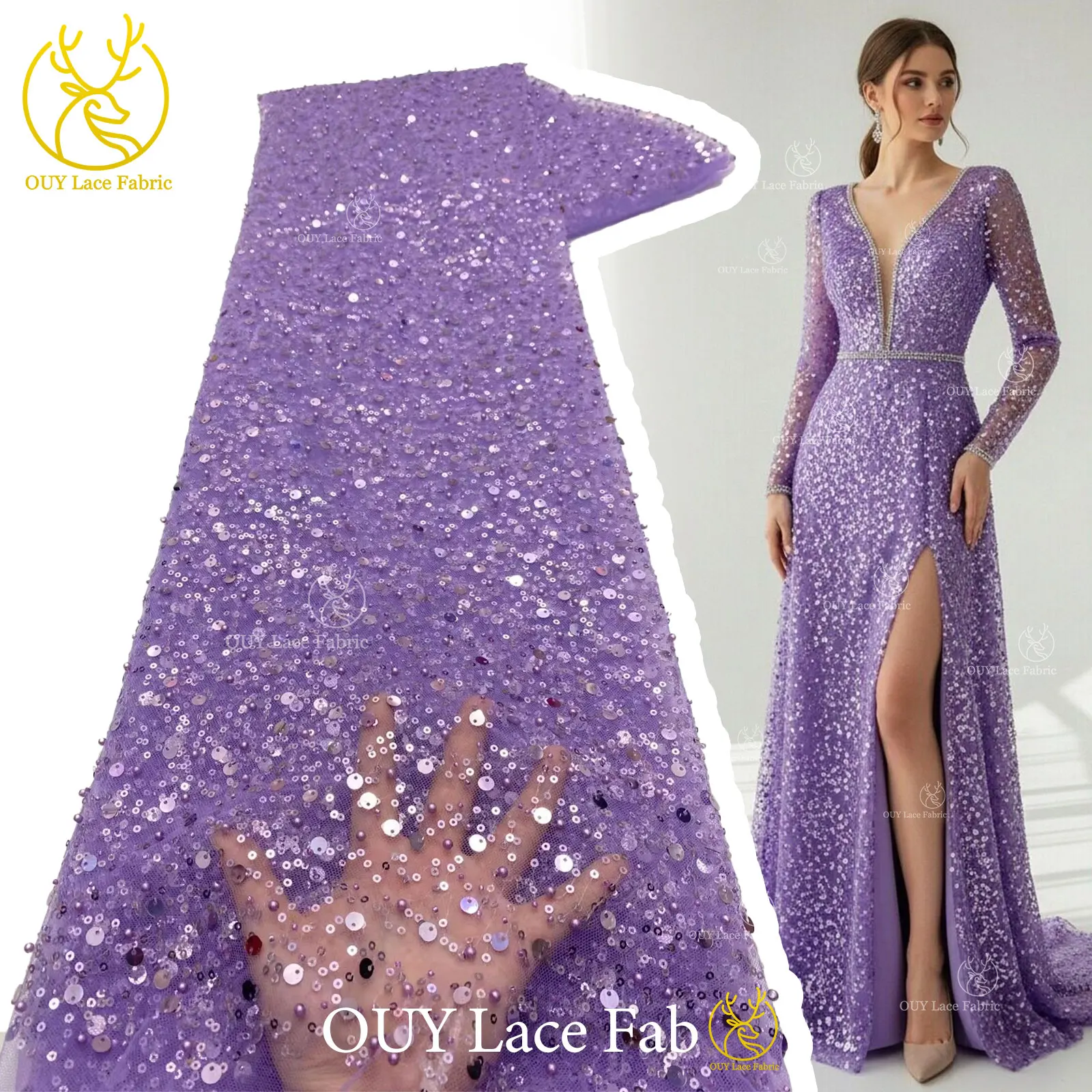 Tela de encaje africana al por mayor con lentejuelas 2026, tela de encaje de tul con cuentas francesas nigerianas para coser vestidos de fiesta y bodas