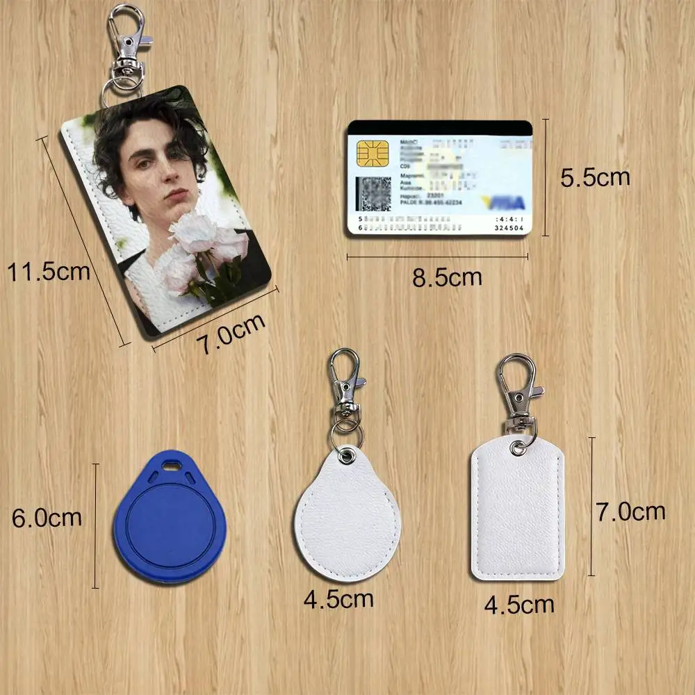 T-Timothee Actor C-Chalamet Card Holder Men And Womenn Universal Antirust Keychain Learther Access Drop Key Tag Ring