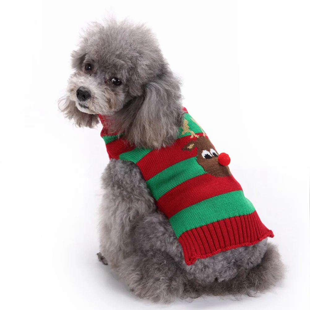 

New Year Pet Costume Dog Sweater Red Green Size Xs Fashion Stripe Christmas Clothes Warm Puppy Outfit Party Dog Cloth