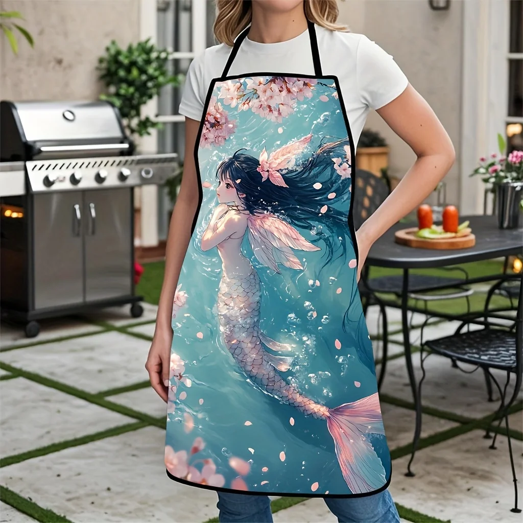 Beautiful Mermaid Tail Print Apron for Kitchen Baking Cooking Apron Apron Smock Gift for Women