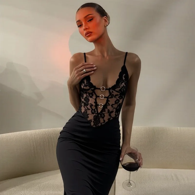 

2026 Lace Chest-wrapped Splicing Slim-fit Hip-wrapped Dress