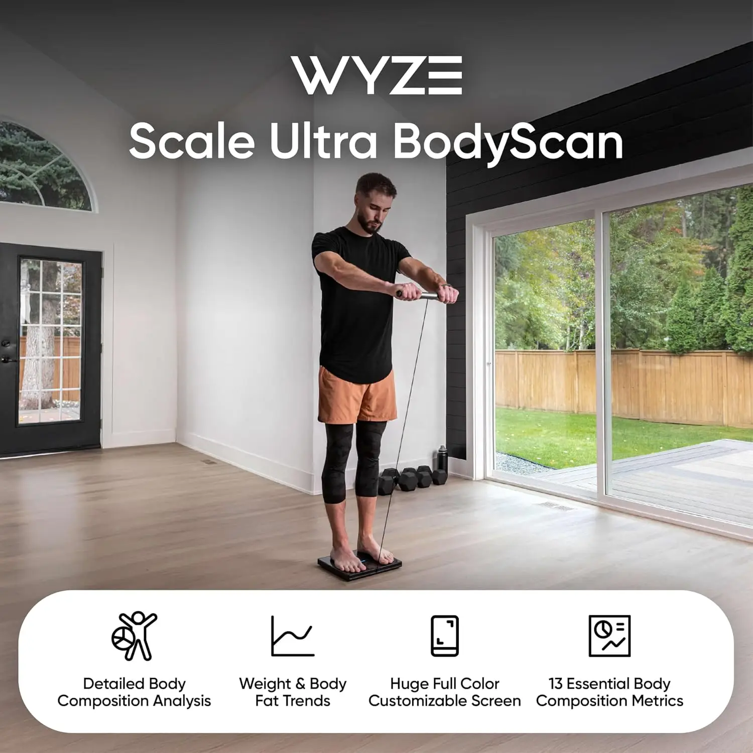 WiFi Bluetooth Body Composition Scale Weight BMI Fat Muscle Segmental Measurement Handle White 400 Lbs