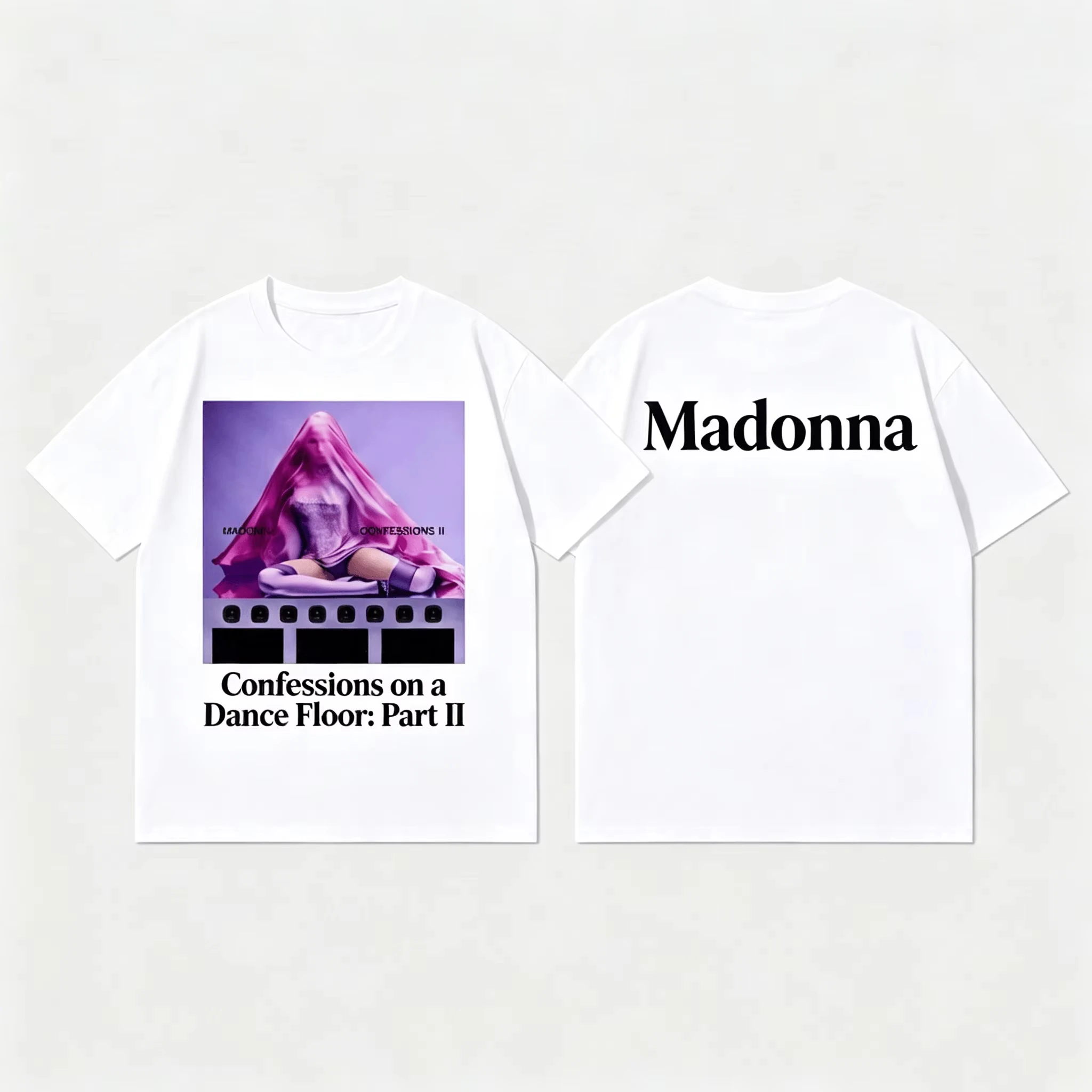 Madonna Confessions II album graphic 100%Cotton unisex shirt 2026 Summer New Y2k Men's fashion loose Streetwear Tshirt fan gift