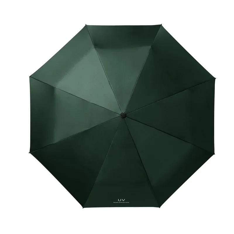 UV Umbrella Protection Sun Automatic Open and Close Umbrella Three Fold 8 Skeleton Thickened Black Glue Sun UV Clean Umbrella