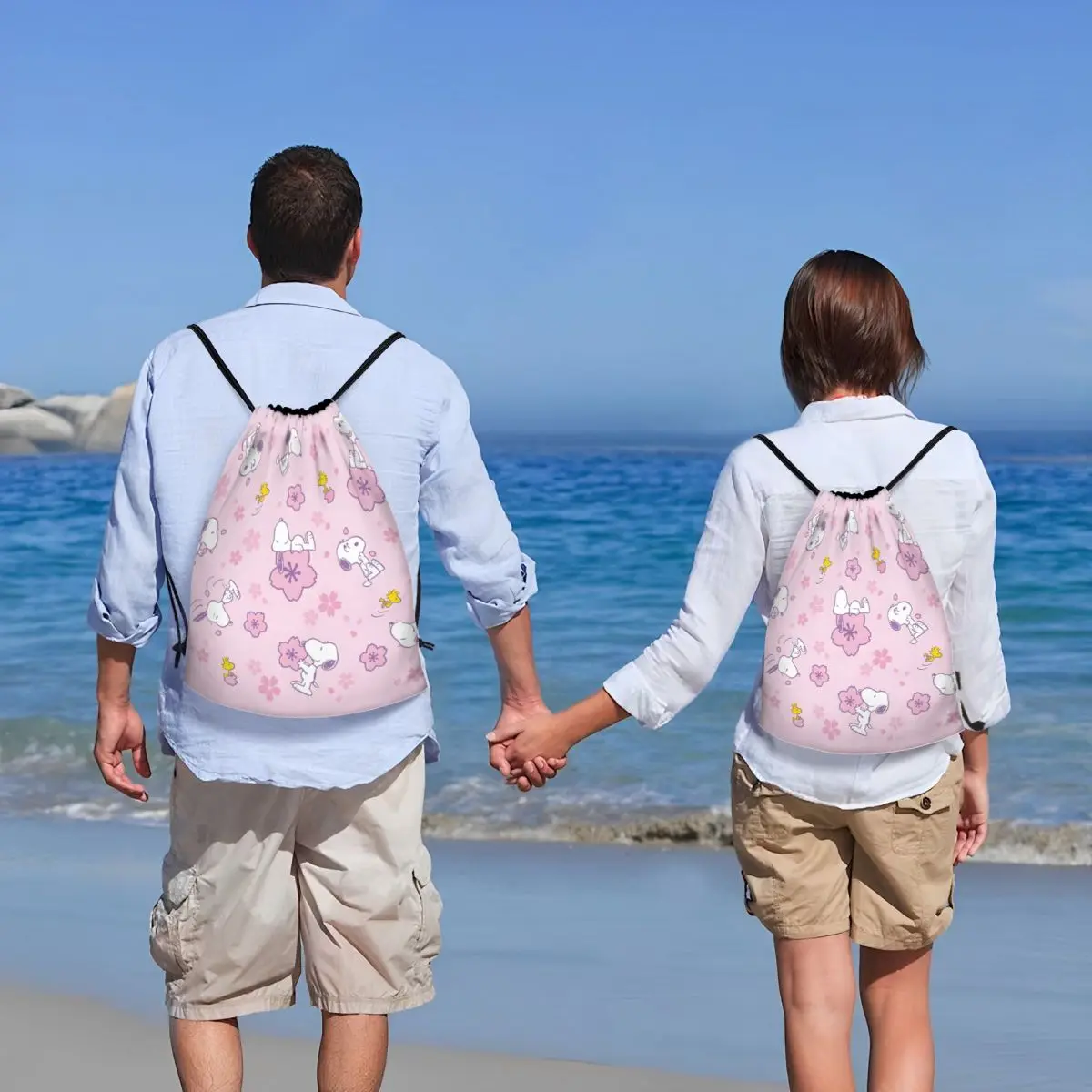 مخصص كوميك سنوبي أنيمي الرباط على ظهره النساء الرجال الرياضة الصالة الرياضية Sackpack المحمولة Kawaii الكرتون الكلب حقيبة تدريب كيس #6