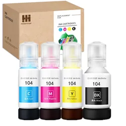 HS 104-Juego de recarga de tinta Compatible con Epson 104, botellas de tinta, ET-2700, ET-2710, ET-2711, ET-2712, ET-3700, ET-3750