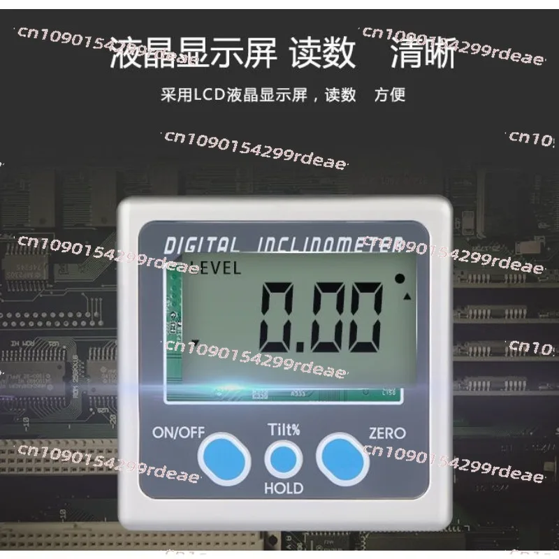 Digital display inclination box, level 4 * 90 ° angle slope, electronic angle ruler angle gauge, with magnetic