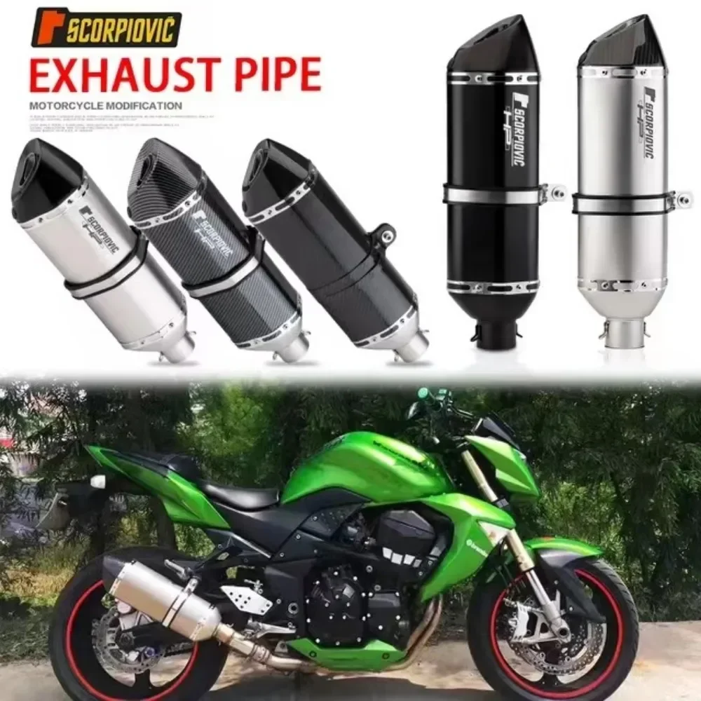 51mm Universal Motorcycle Carbon Fiber Exhaust Modify Muffler Escape 470mm 570mm For Ducati 821 ZX10R FZ6 MT07 ZX6R Z900