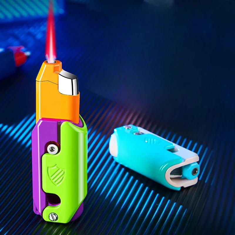 Carrot Knife Lighter Refillable Red Flame Windproof Decompression Radish Folding Fidget Stress Anxiety Novelty Lighters