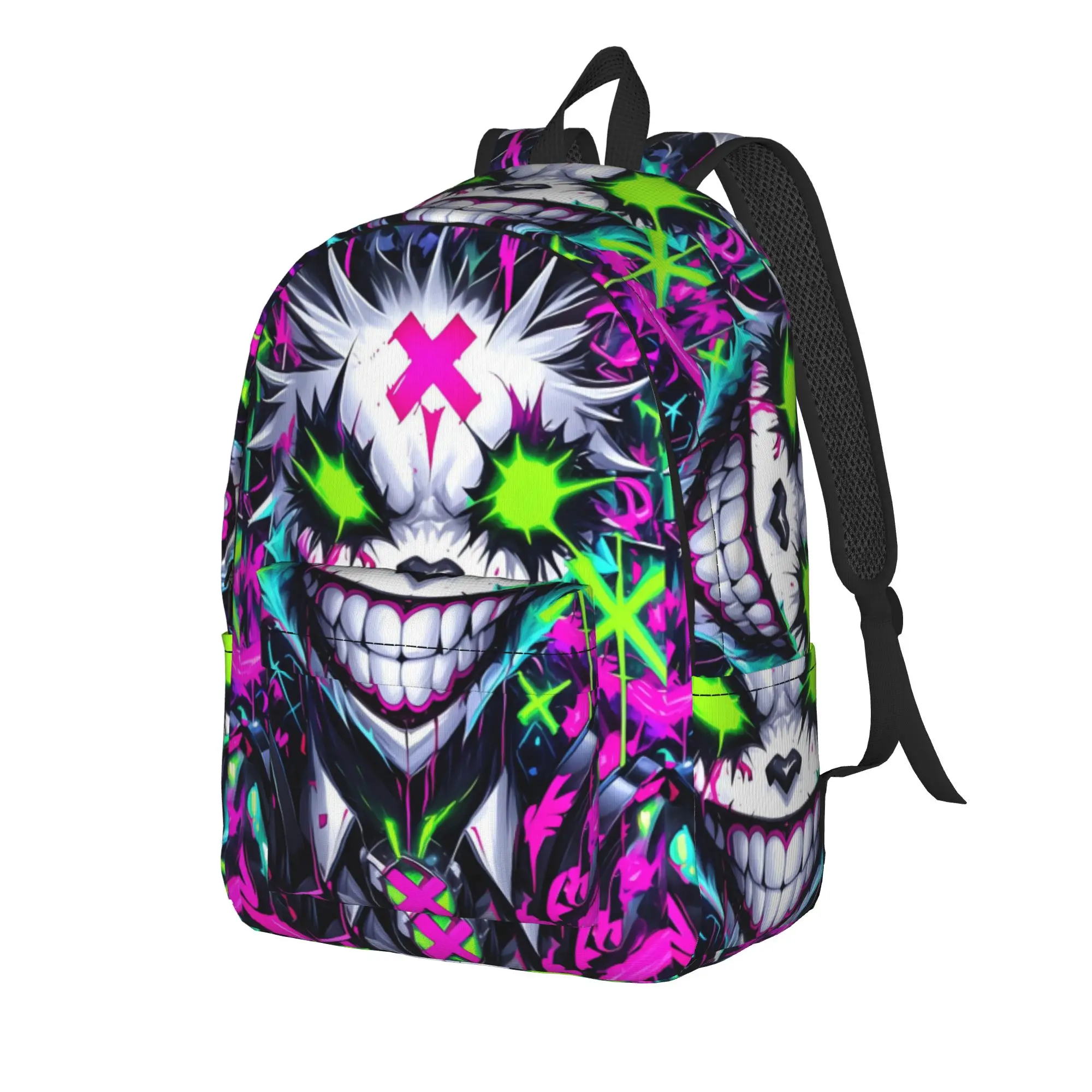 Novel Fun Neon Harajuku‑style Demon Skull Backpack Girl Polyester Outdoor Backpacks Streetwear High School Bags Rucksack