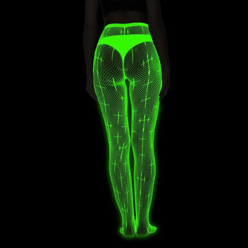 Светящиеся в темноте ажурные чулки, колготки для женщин, серебристые колготки-блестящие светящиеся чулочно-носочные изделия для Хэллоуина, косплея, вечеринки